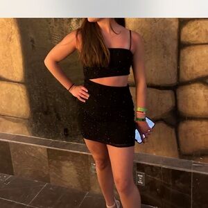 Windsor Black Sparkle Cutout Dress